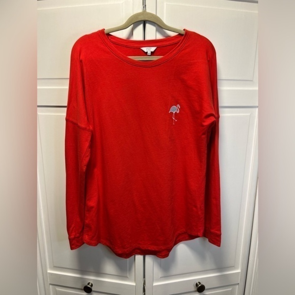 Crown And Ivy Flamingo Crew Neck Sweatshirt Size Small Color Red